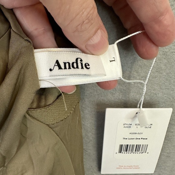 NWT Andie | The Luzon One Piece Swimsuit Large Olive Halter High Back - Picture 7 of 10